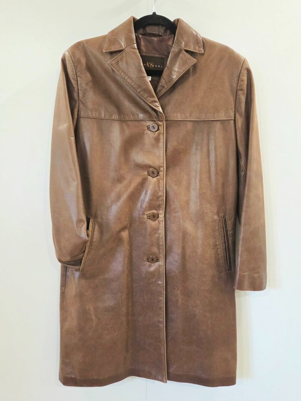 Vintage 90s Brown Leather 3/4 Coat, A&S Collections Canada | Straight cut Small